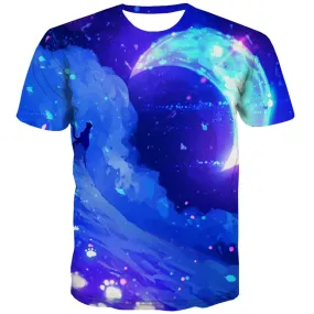 Moon T shirts Men Animal Tshirts Casual Galaxy Tshirt Anime Colorful T shirts Funny