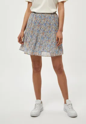 MSRikka Short Skirt - Dusty Blue Flower Print