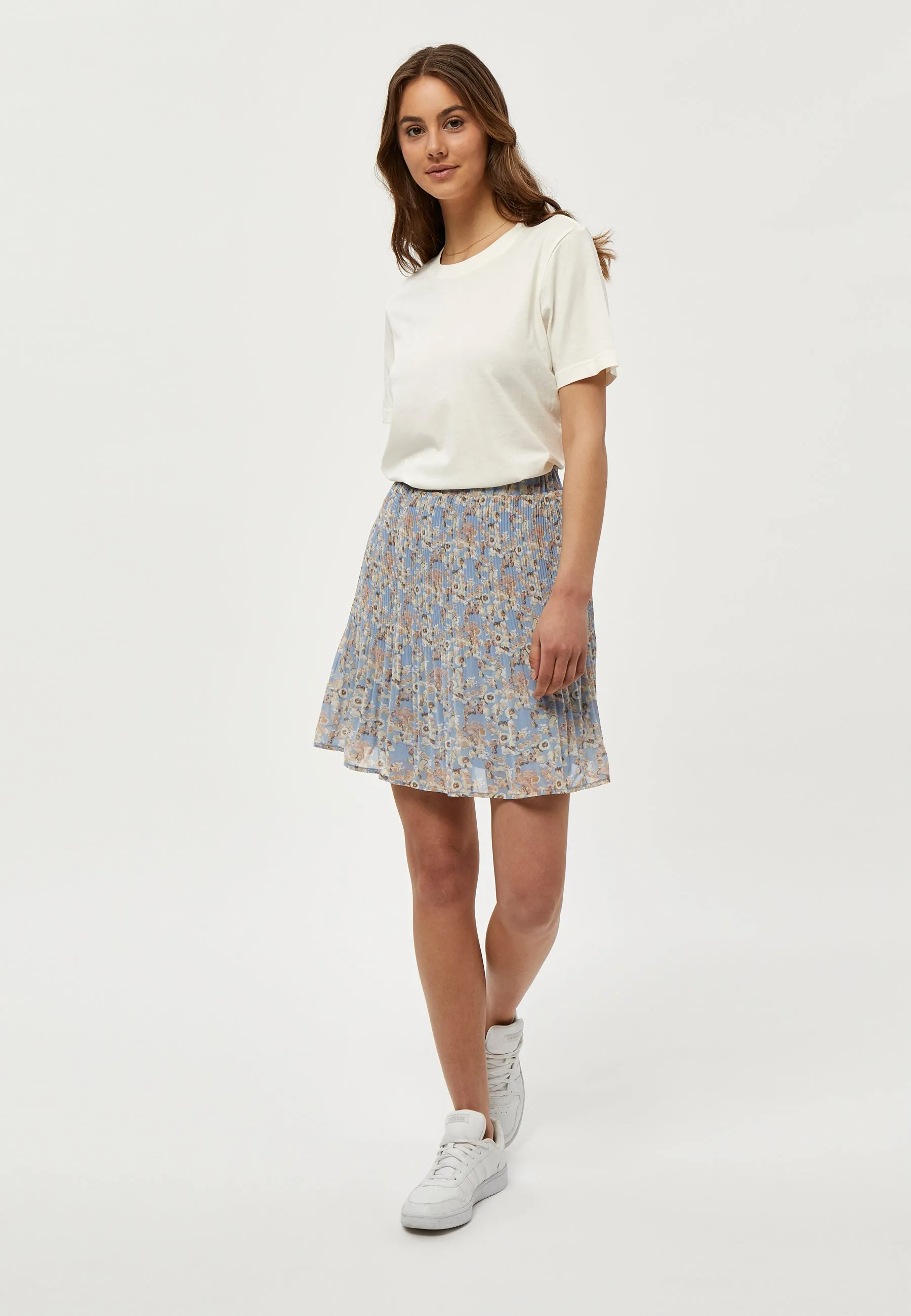 MSRikka Short Skirt - Dusty Blue Flower Print