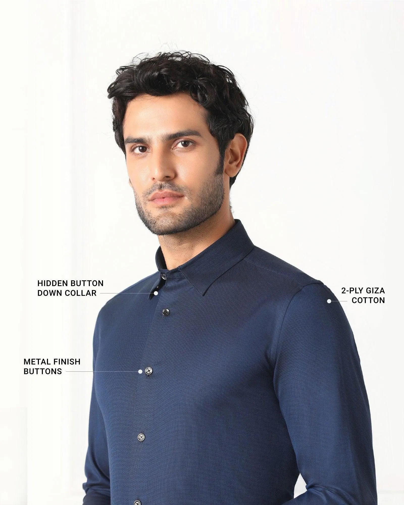 Must Haves Formal Midnight Blue Solid Shirt - Silvio