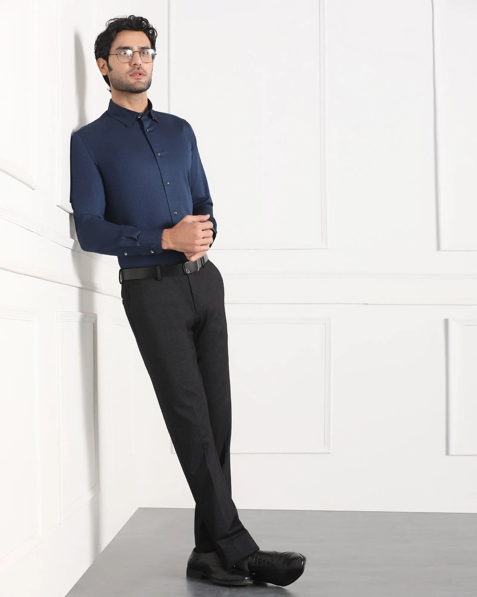 Must Haves Formal Midnight Blue Solid Shirt - Silvio