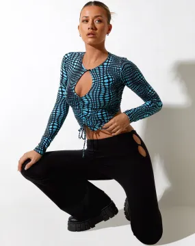 Natta Long Sleeve Top in Optic Polka Blue