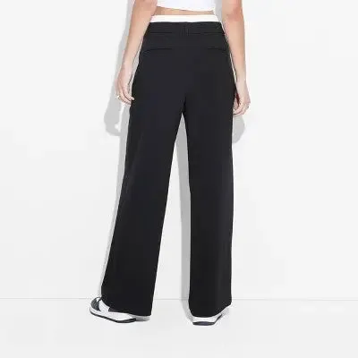 New - Women's High-Rise Wide Leg Boxer Trousers - Wild Fable