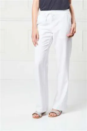 Next Womens White Linen Blend Parallel Trousers