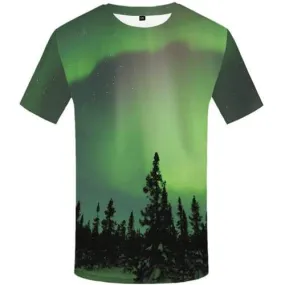 Northern Lights T shirts Men Aurora T shirts Funny Nebula Tshirt Anime Forest Tshirt Printed Harajuku Tshirts Casual