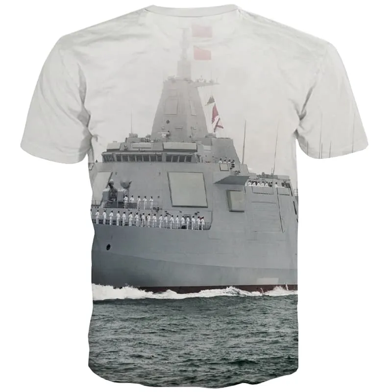 Ocean T shirts Men Steamship Tshirt Anime Military T-shirts Graphic Metal Shirt Print