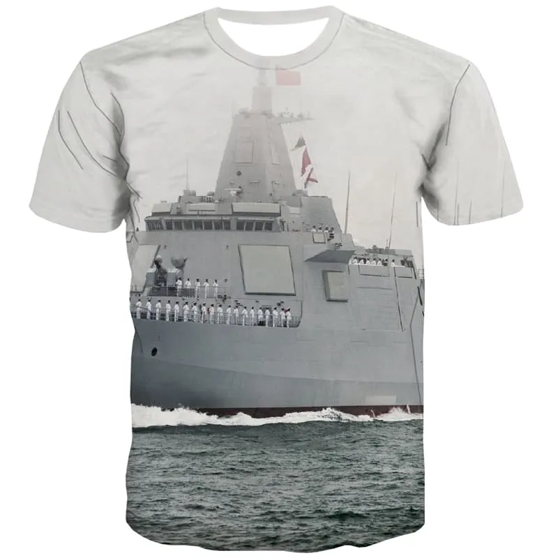 Ocean T shirts Men Steamship Tshirt Anime Military T-shirts Graphic Metal Shirt Print