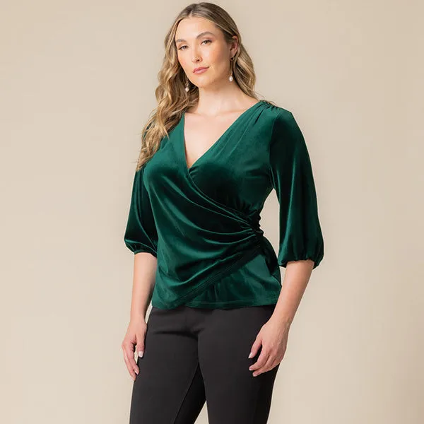 Odette Velvet Faux Wrap Top