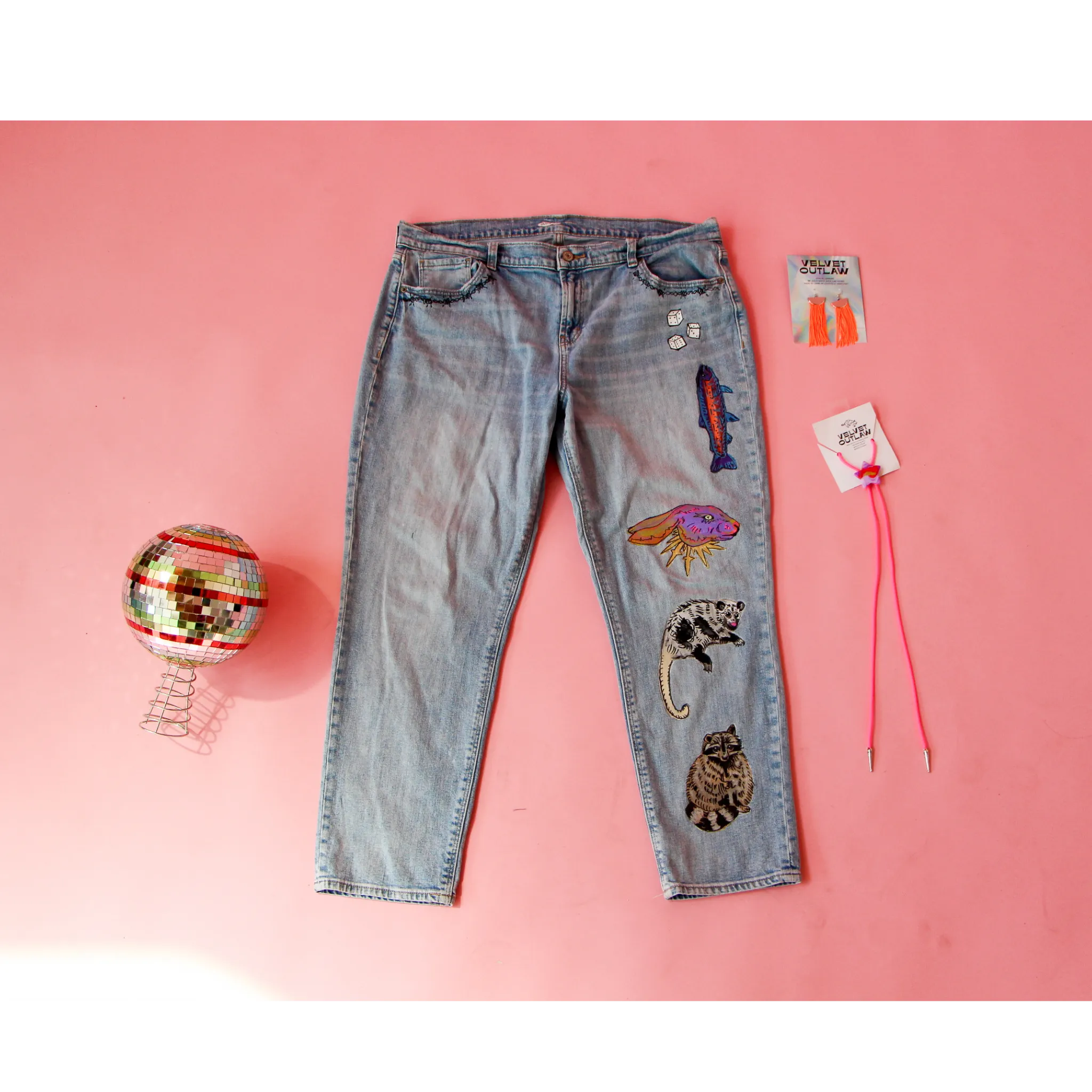 Painted Denim Pants #6 Size 14