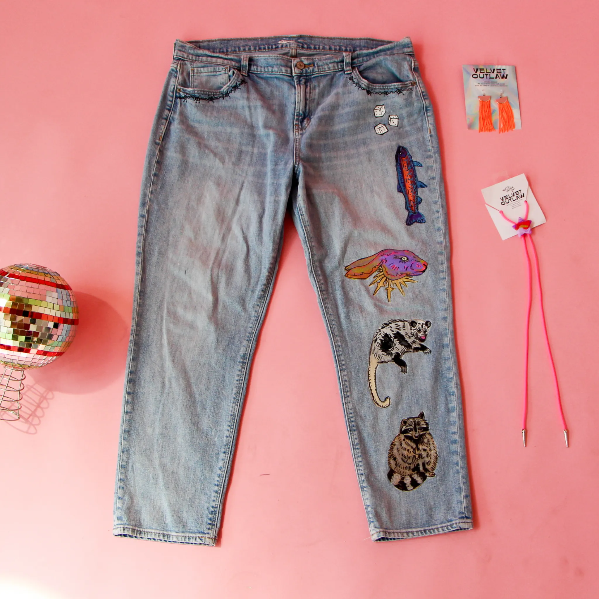 Painted Denim Pants #6 Size 14