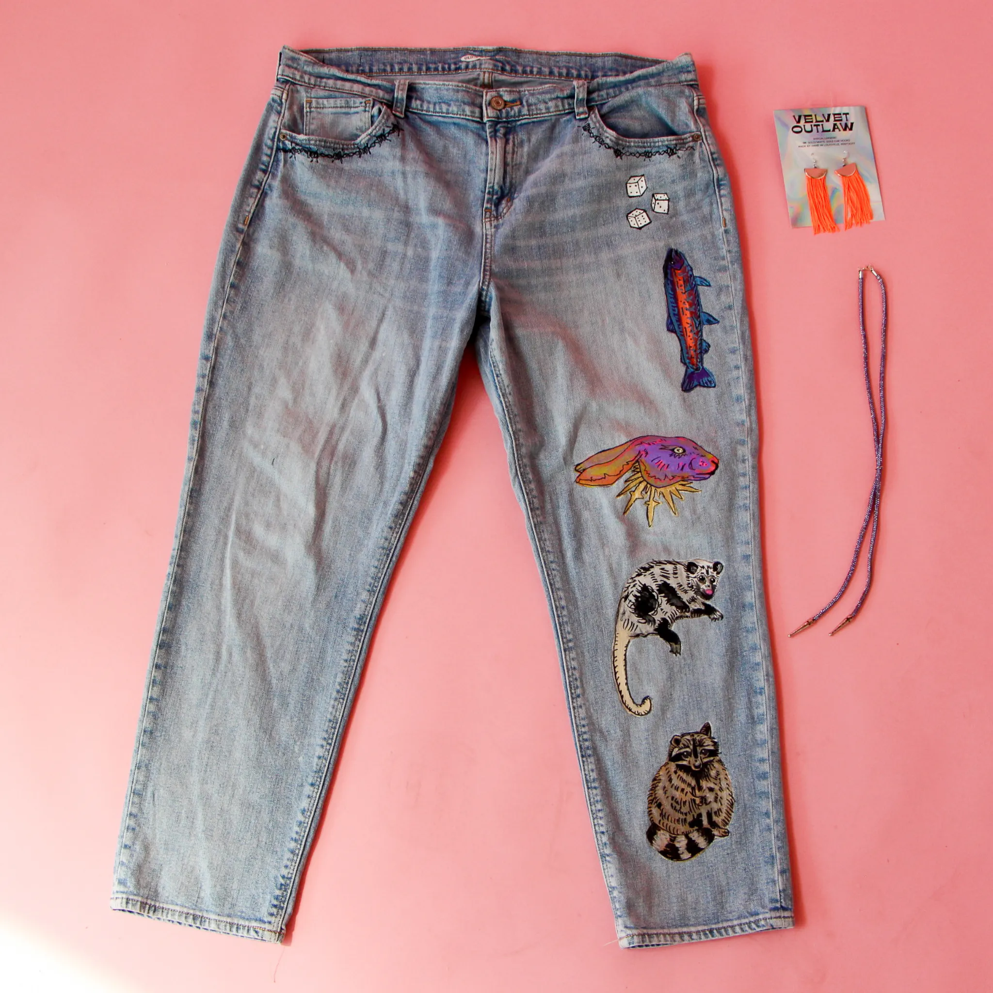 Painted Denim Pants #6 Size 14