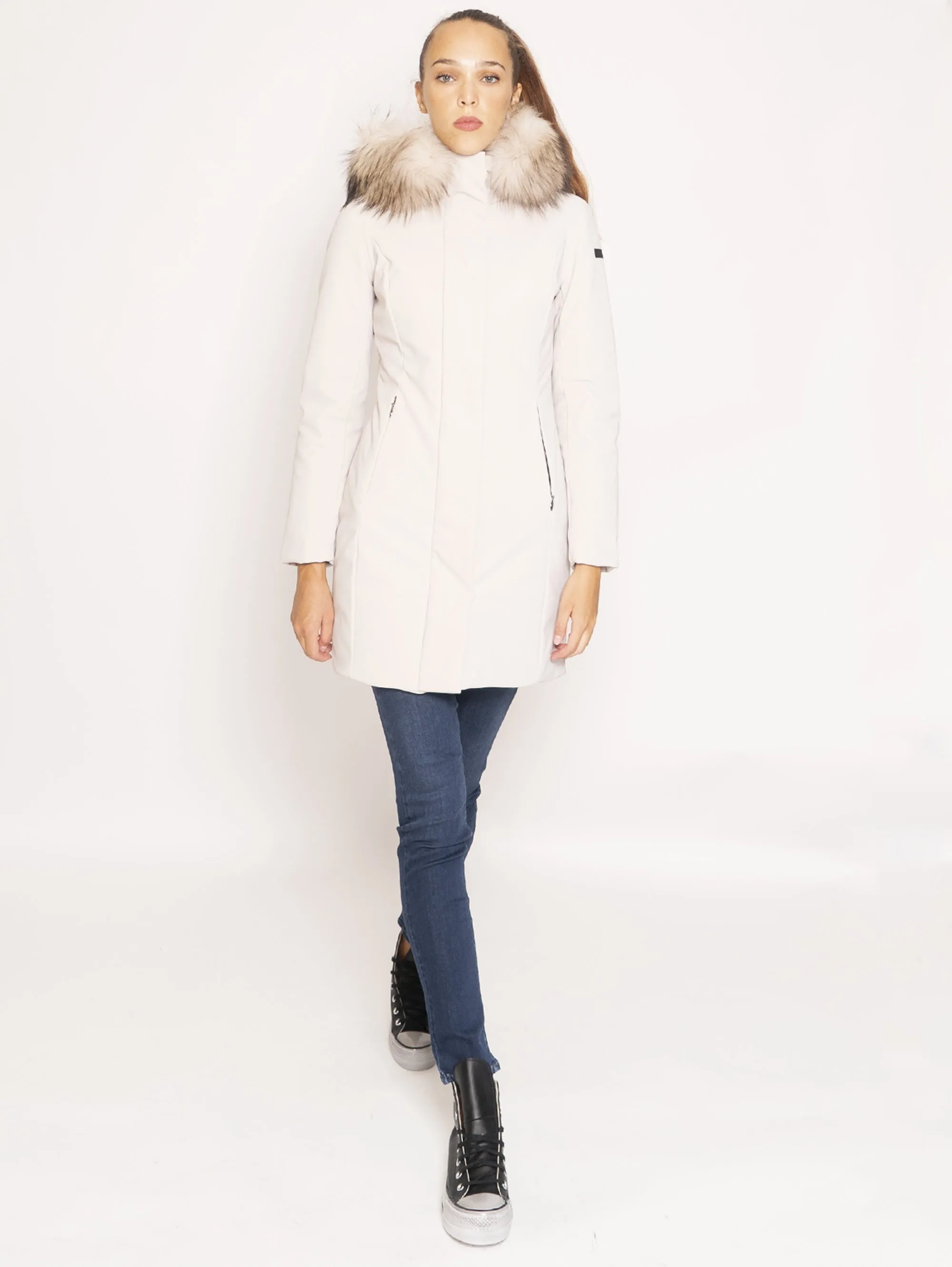 Parka con Cappuccio con Pelliccia - Beige