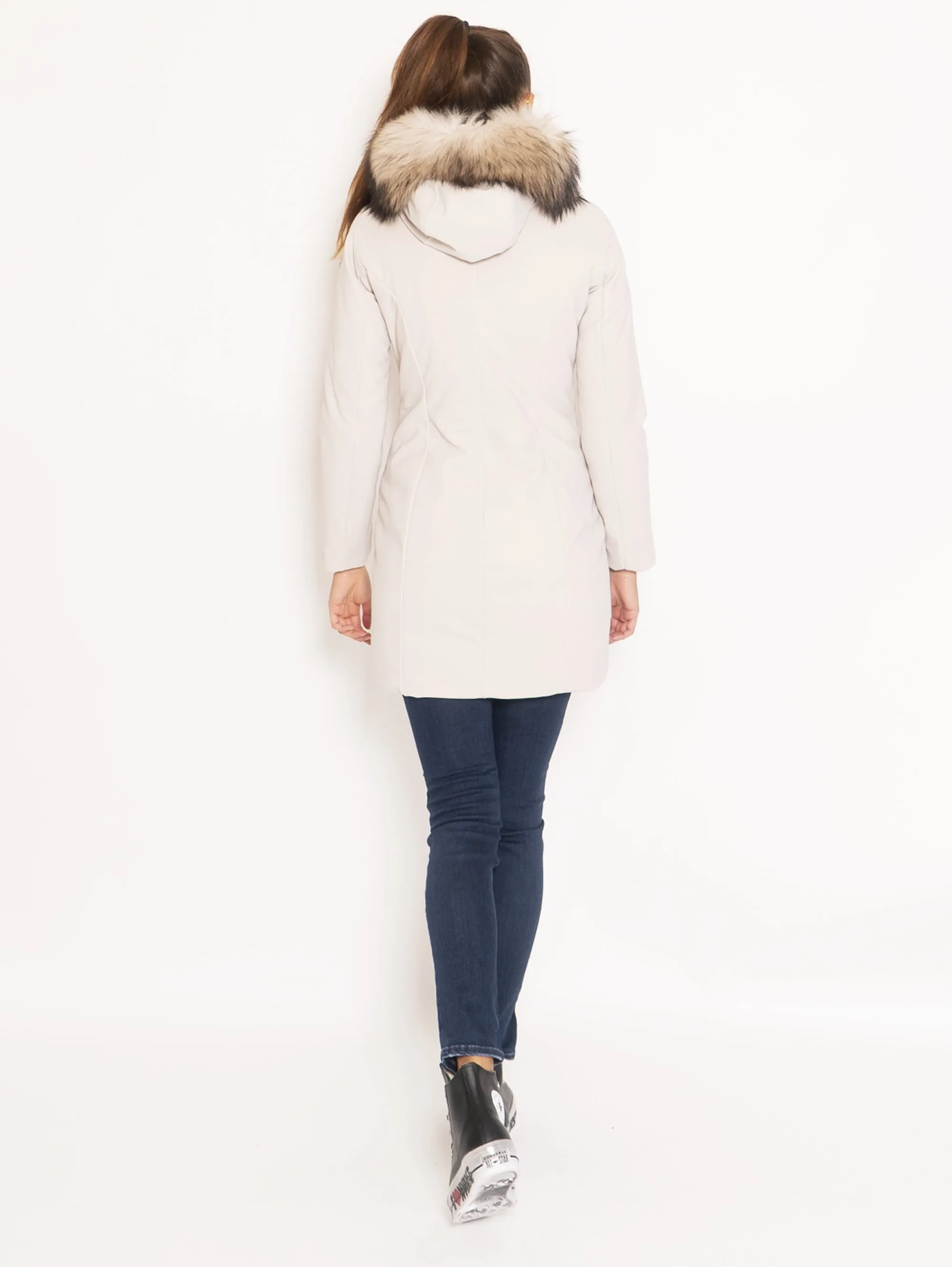 Parka con Cappuccio con Pelliccia - Beige