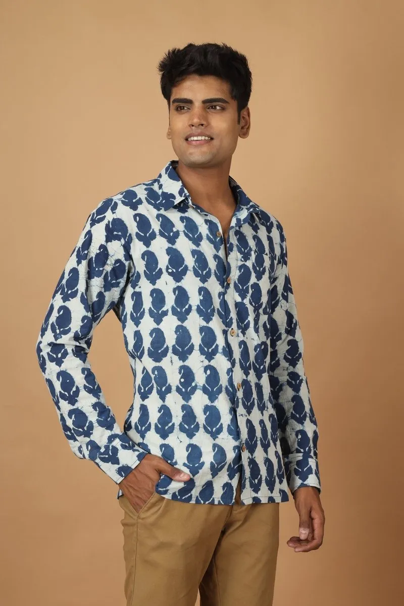 Pattrika Dabu Indigo Mens Cotton Shirt