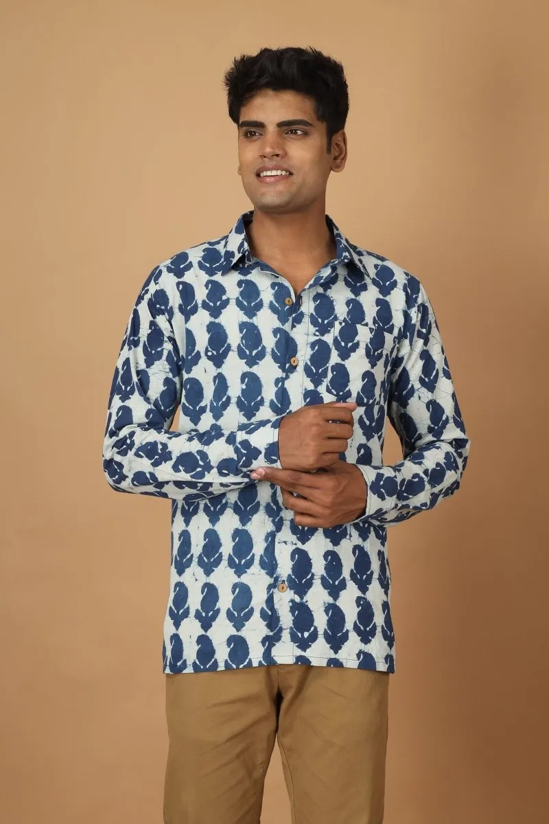 Pattrika Dabu Indigo Mens Cotton Shirt