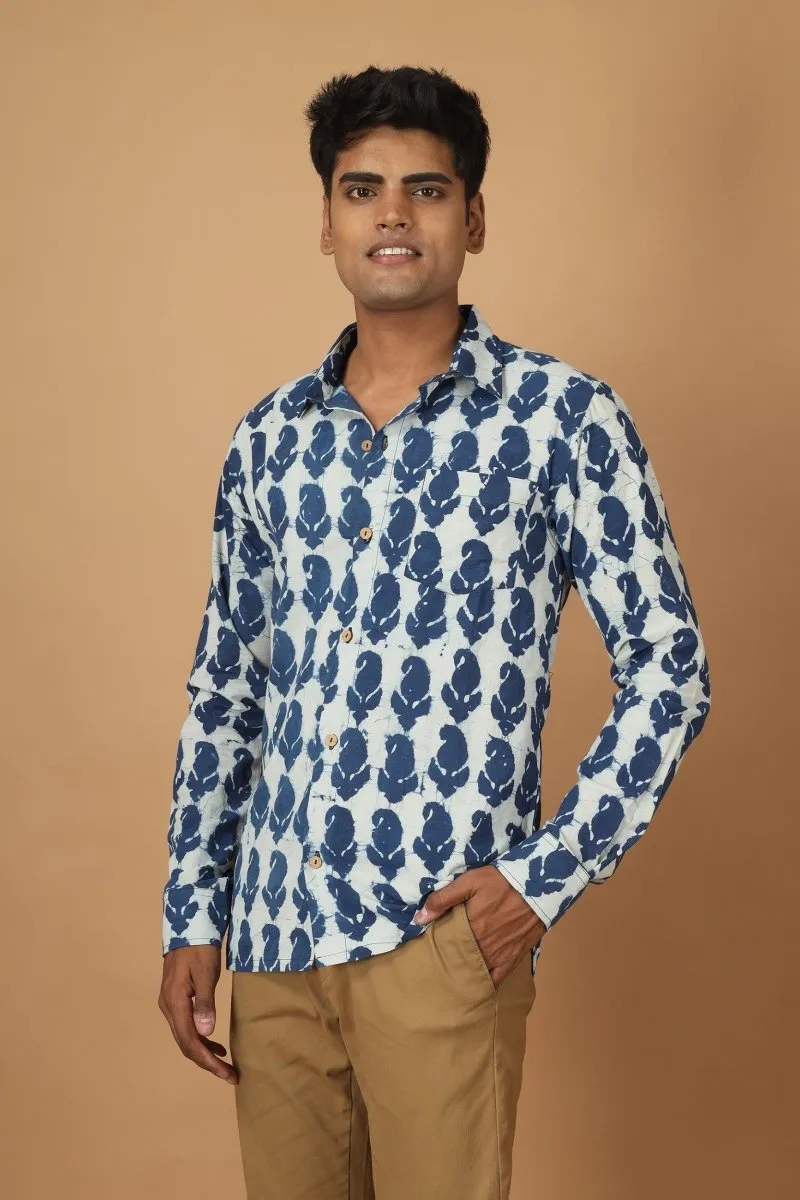 Pattrika Dabu Indigo Mens Cotton Shirt