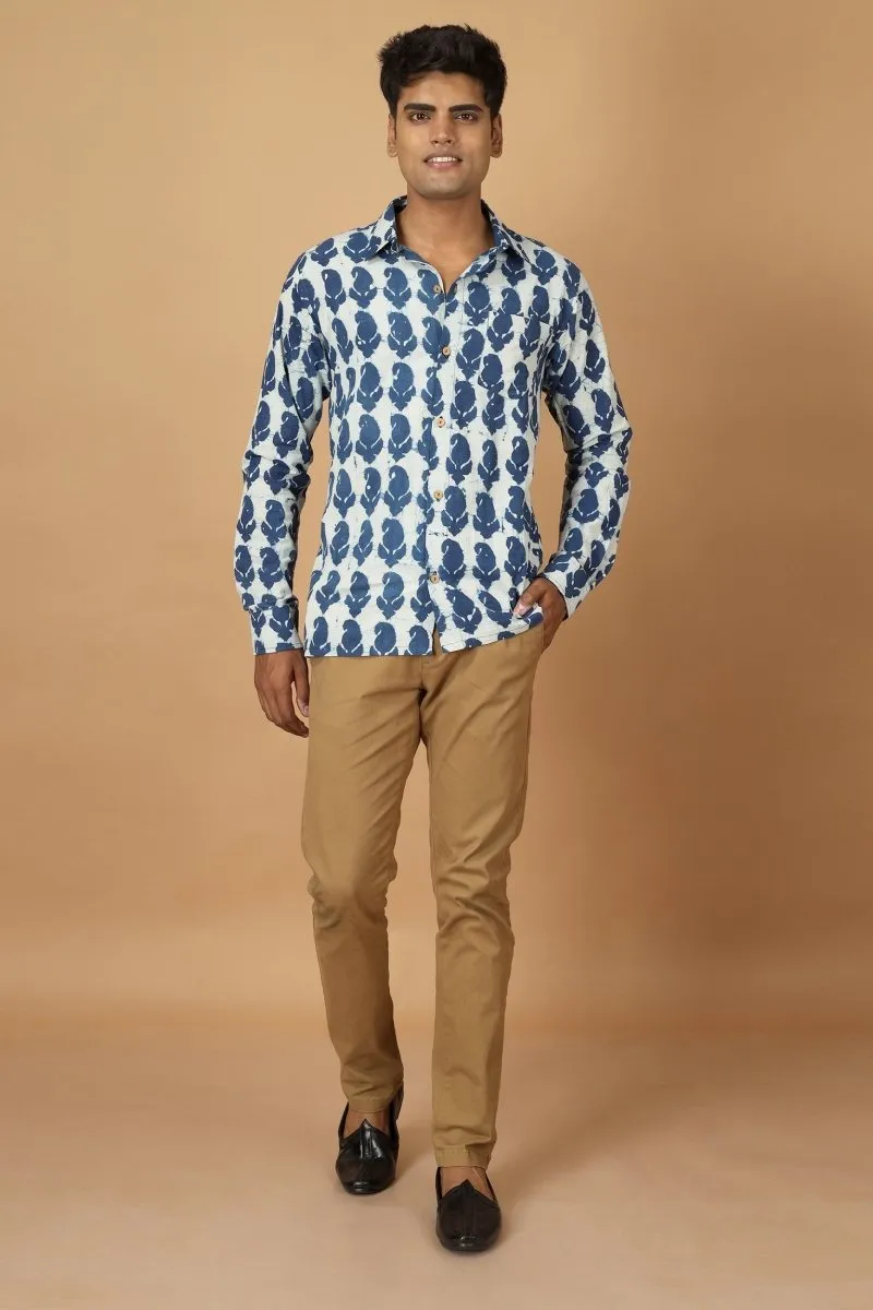 Pattrika Dabu Indigo Mens Cotton Shirt