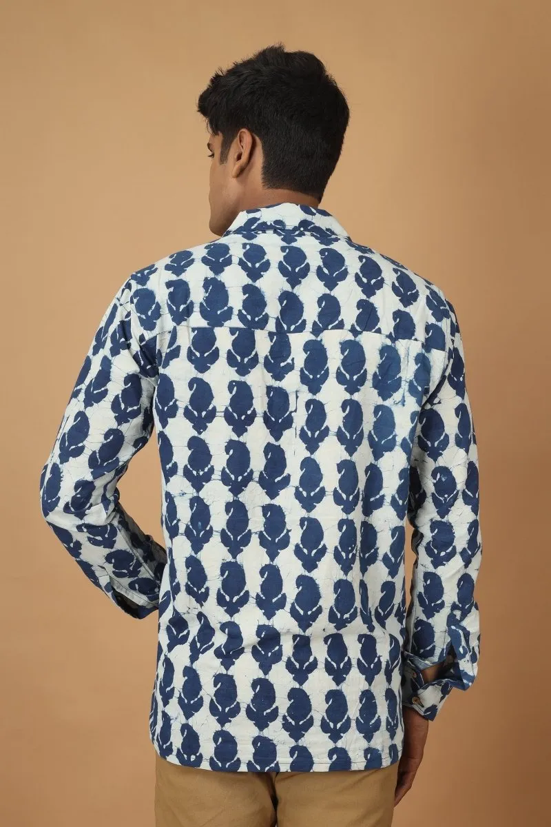 Pattrika Dabu Indigo Mens Cotton Shirt