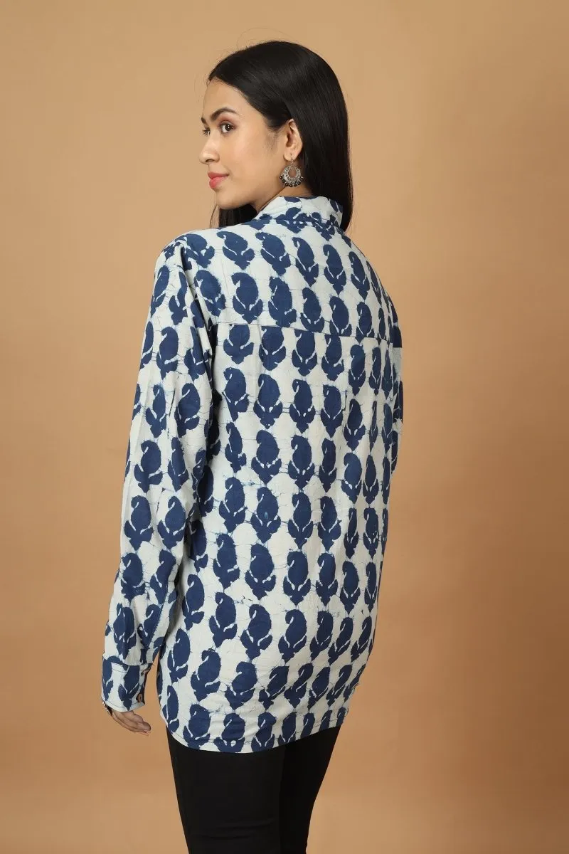 Pattrika Dabu Indigo Womens Cotton Shirt