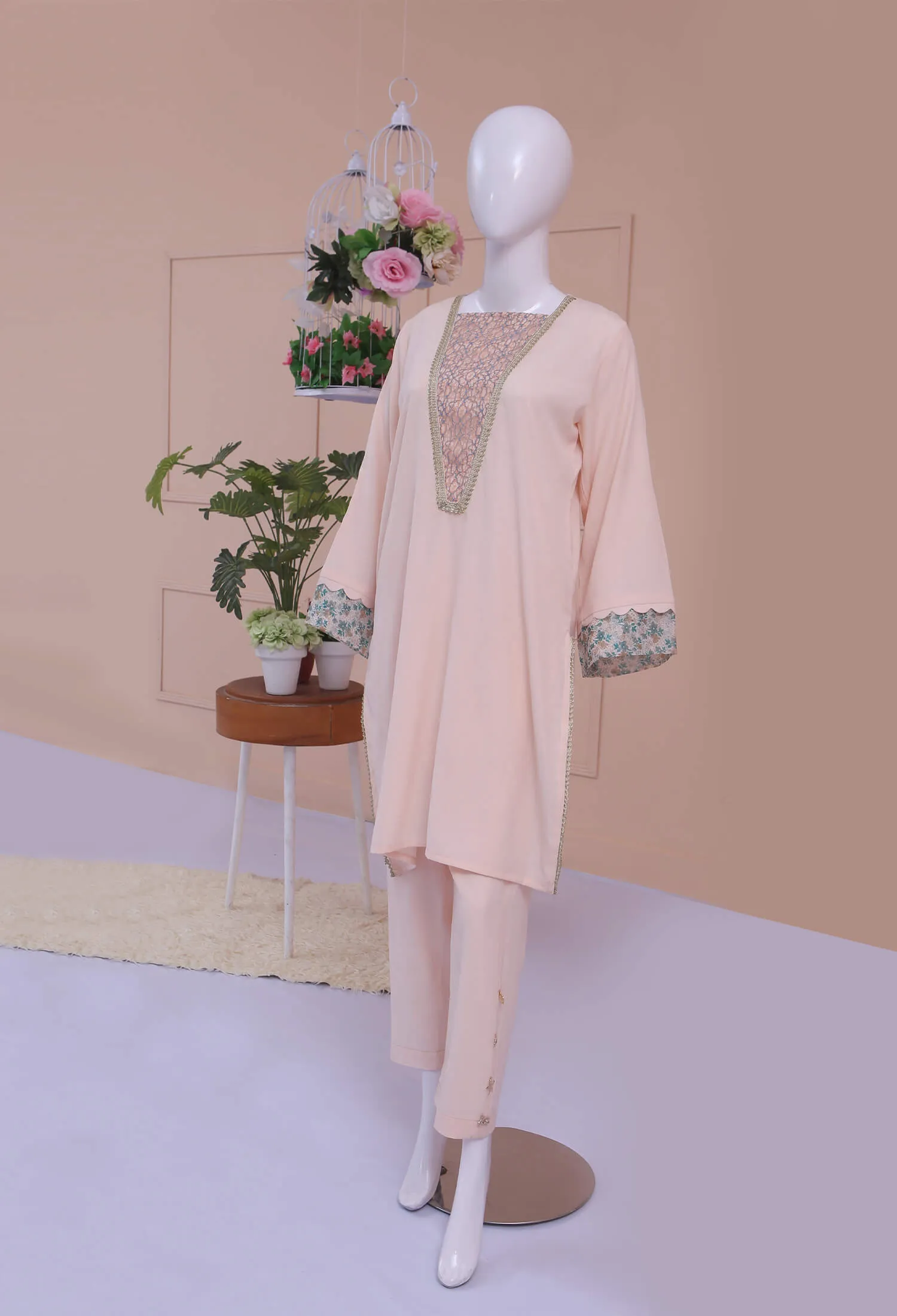 Peach Trousers Shirt 2Pc