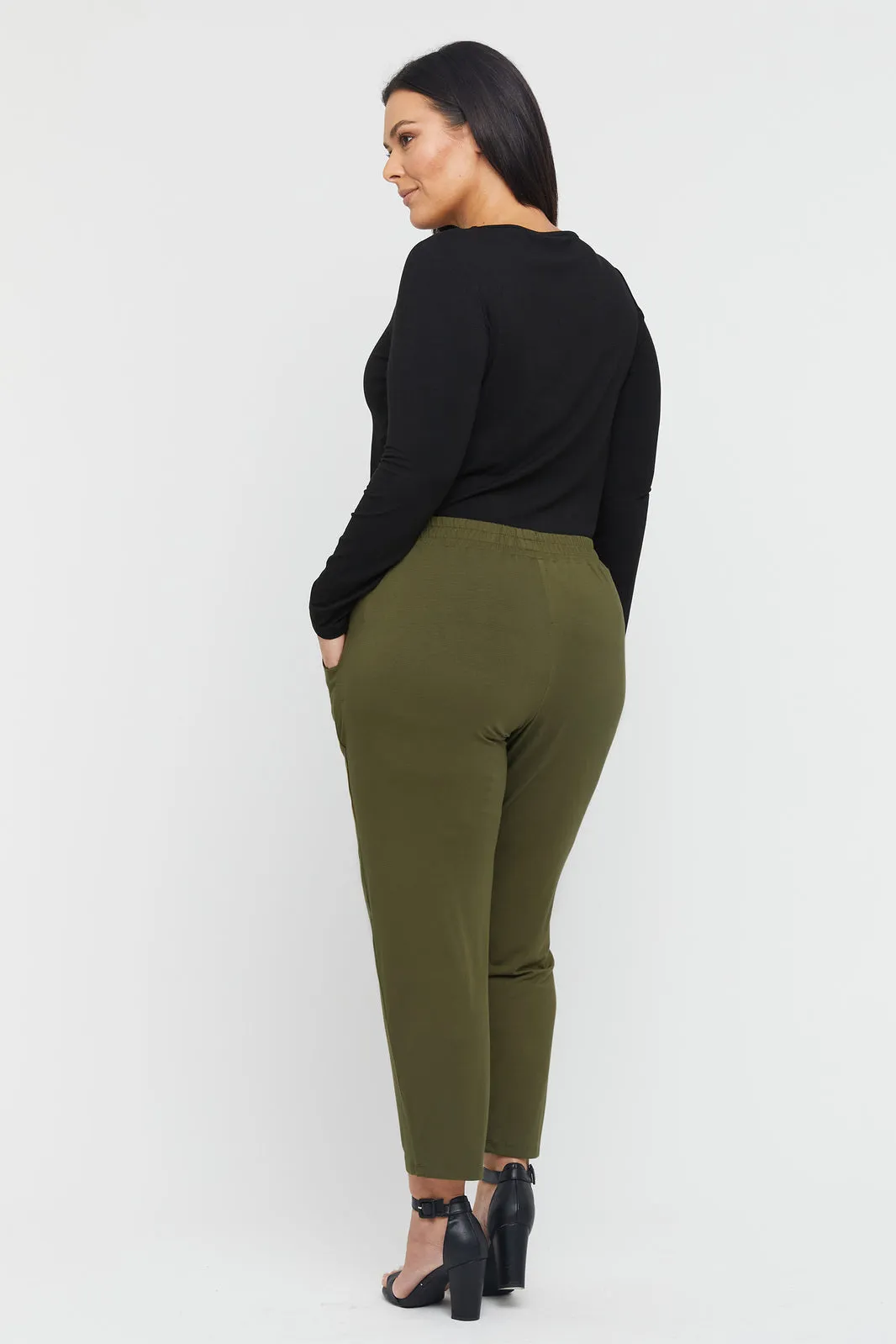 Peggy Bamboo Maternity Trouser - Dark Olive