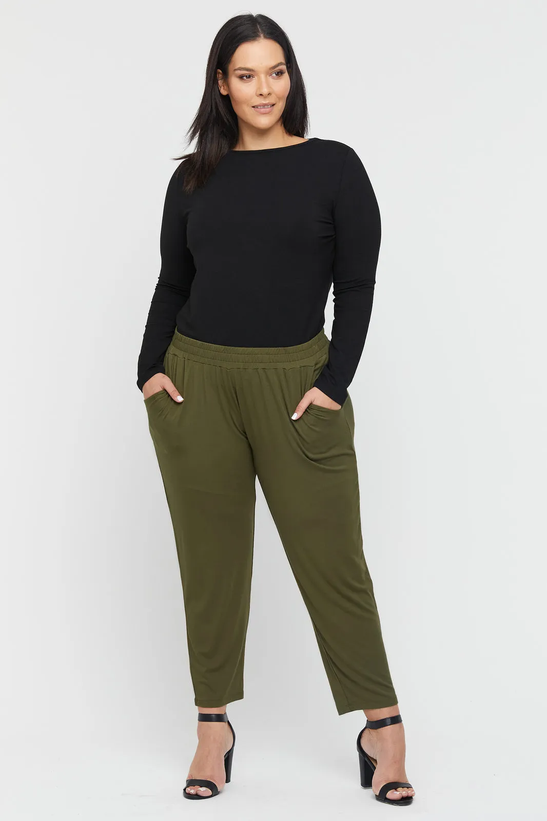 Peggy Bamboo Maternity Trouser - Dark Olive