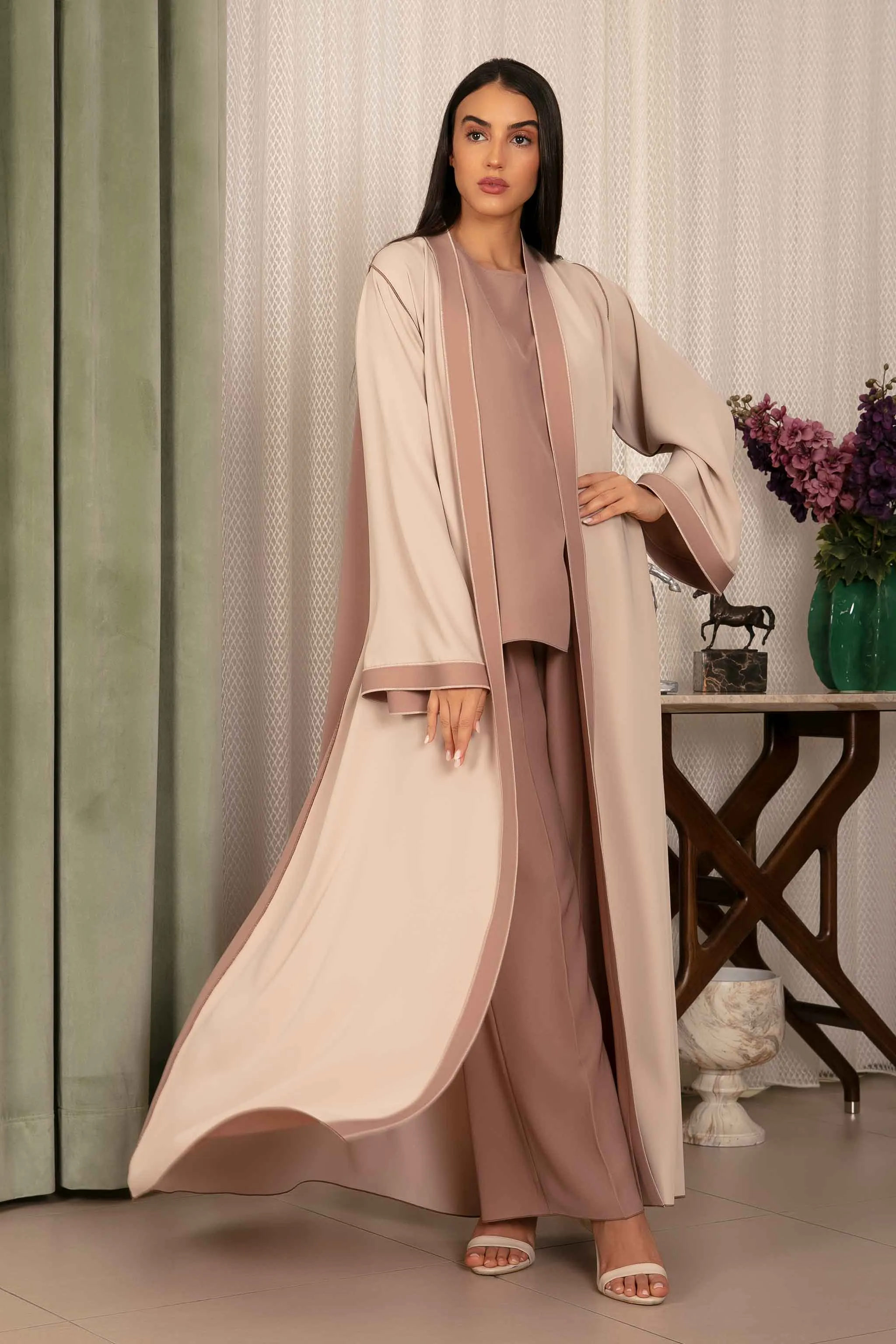 Perah Abaya in Beige and Nude