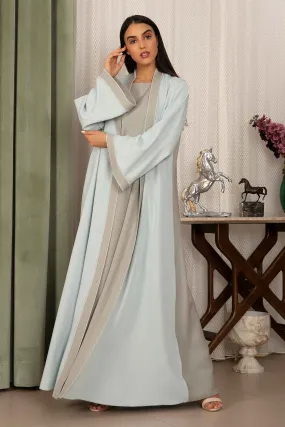 Perah Abaya in Light Tiffany Blue and Grey