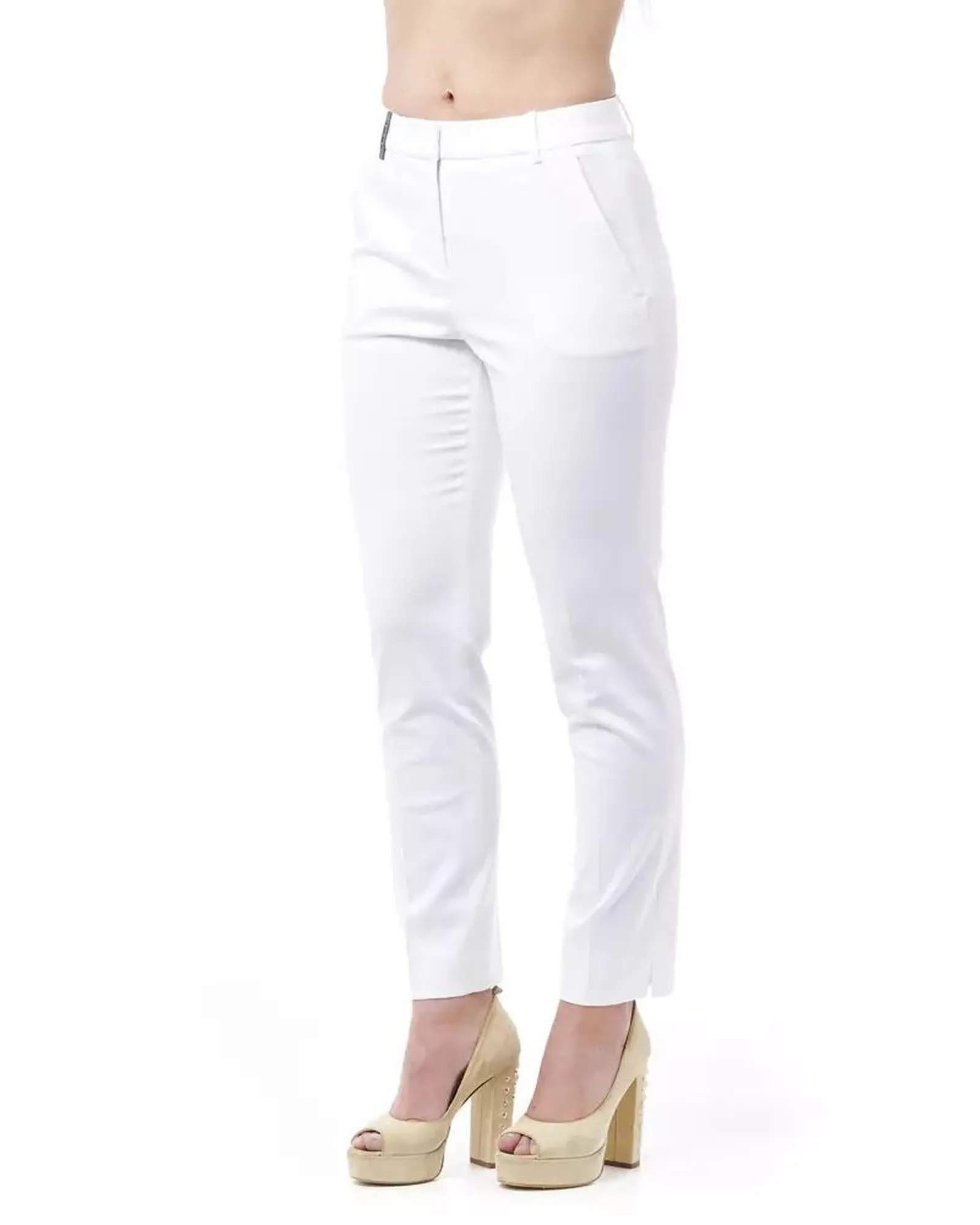 Peserico Womens White Straight Leg Pants