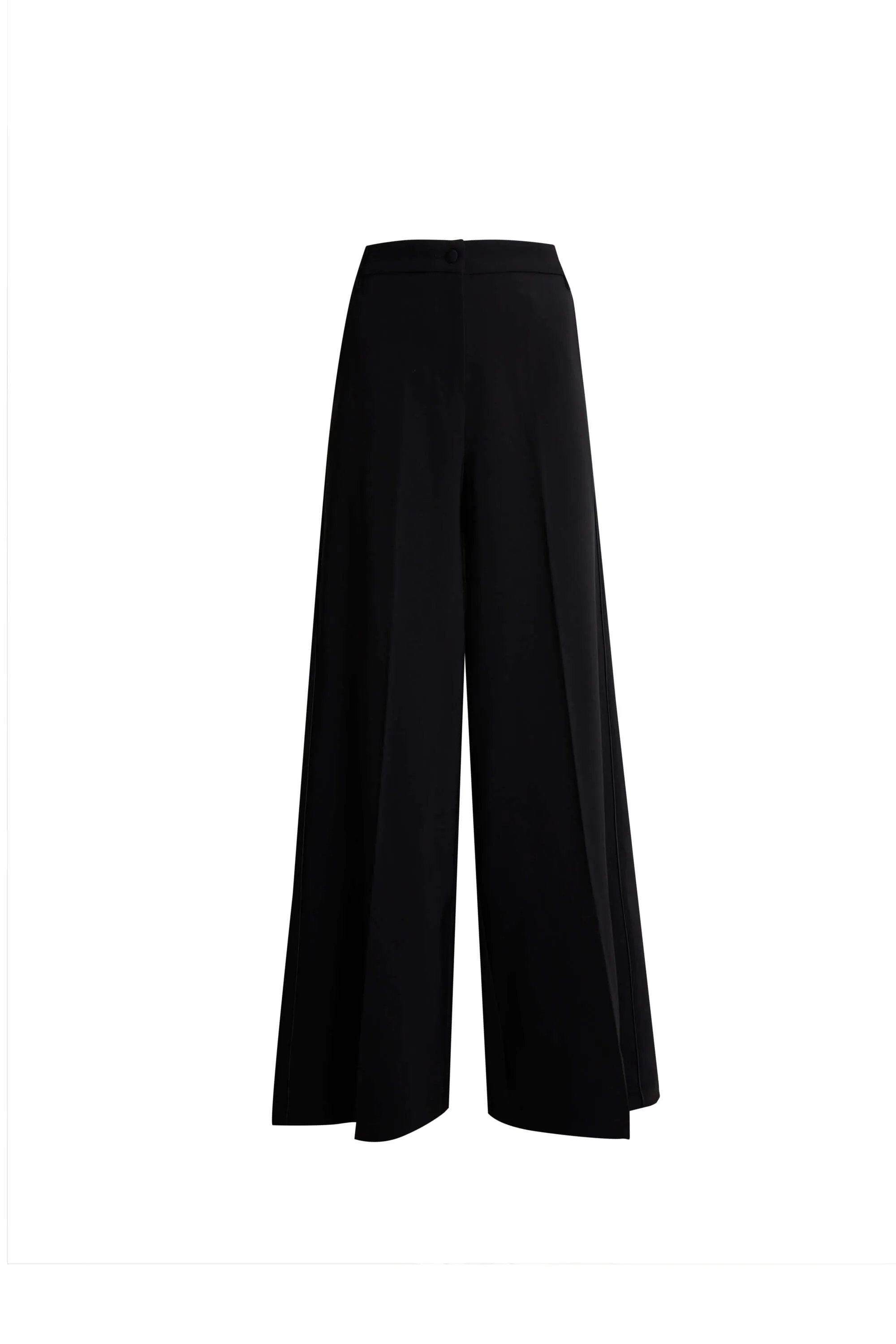 Pin Tuck Wide Leg Trousers Black