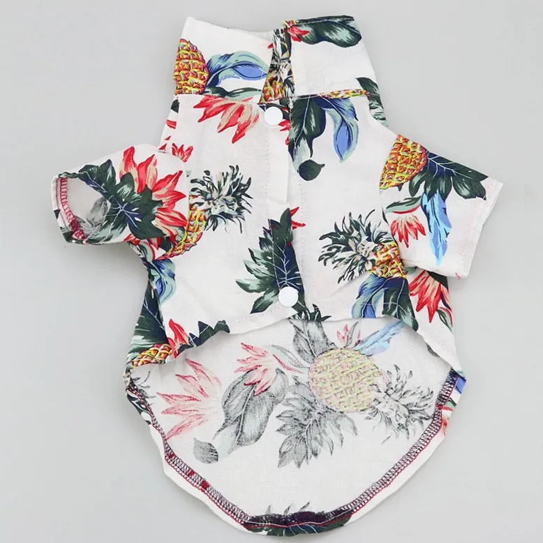 Pineapple Summer Collared Print Outfit Puppy Shirt