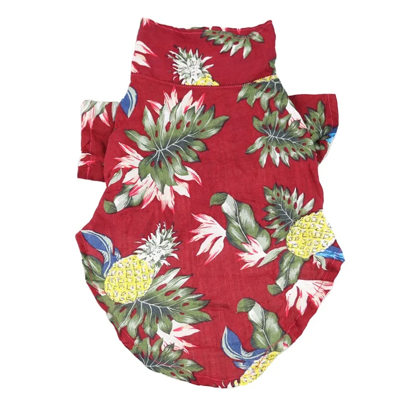 Pineapple Summer Collared Print Outfit Puppy Shirt