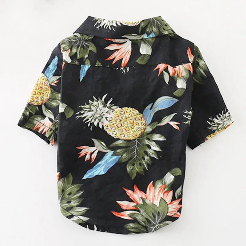 Pineapple Summer Collared Print Outfit Puppy Shirt