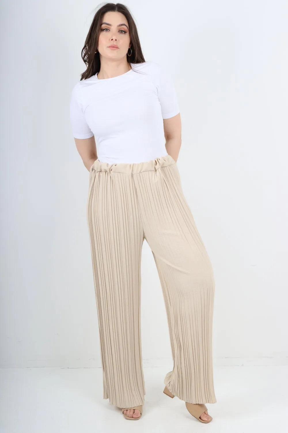 Pleated Elasticated Waist Trousers