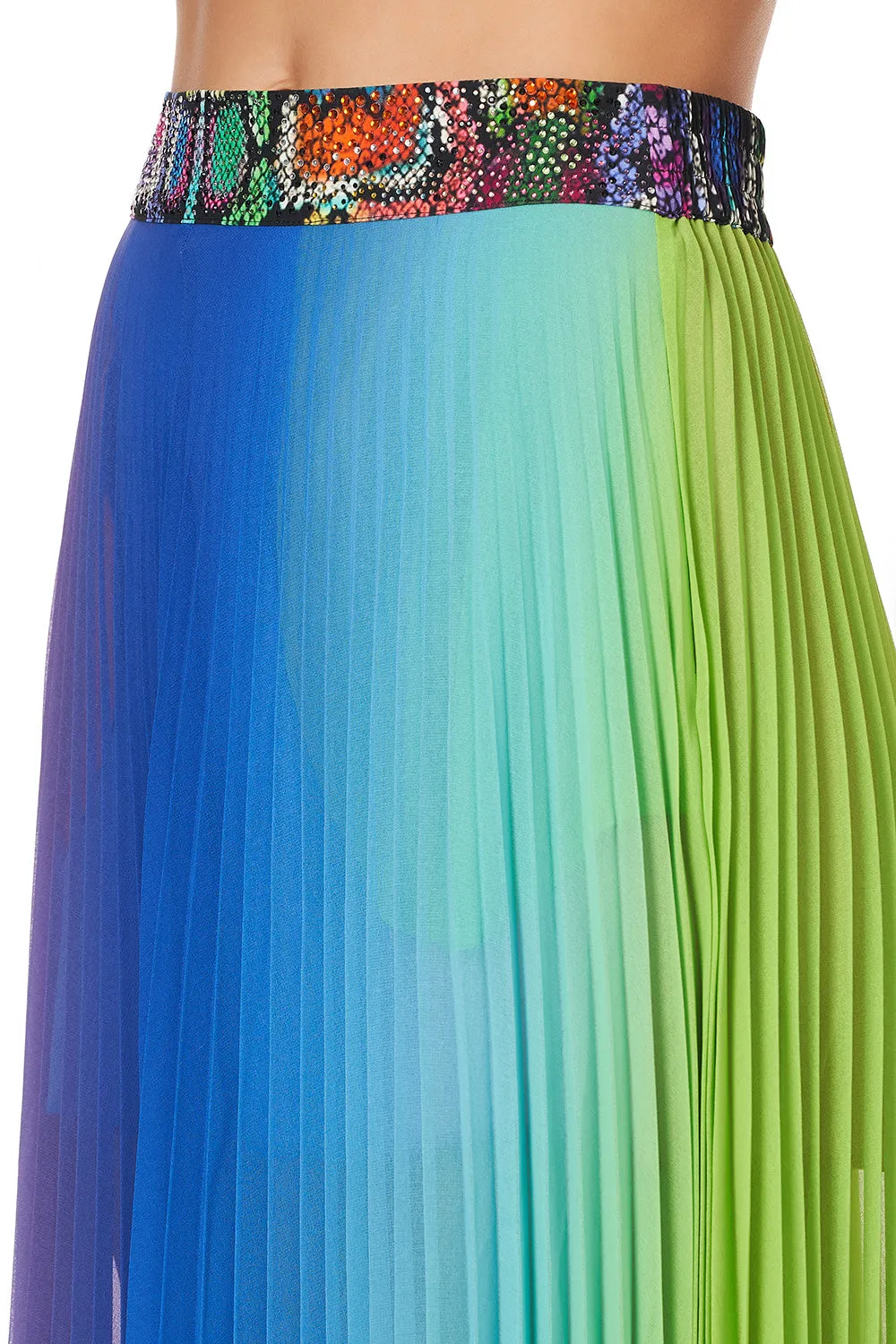 PLEATED FULL HEM SKIRT HYPED UP HIPPIE