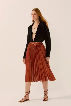 Pleated Palm Midi Skirt  E4479A1532