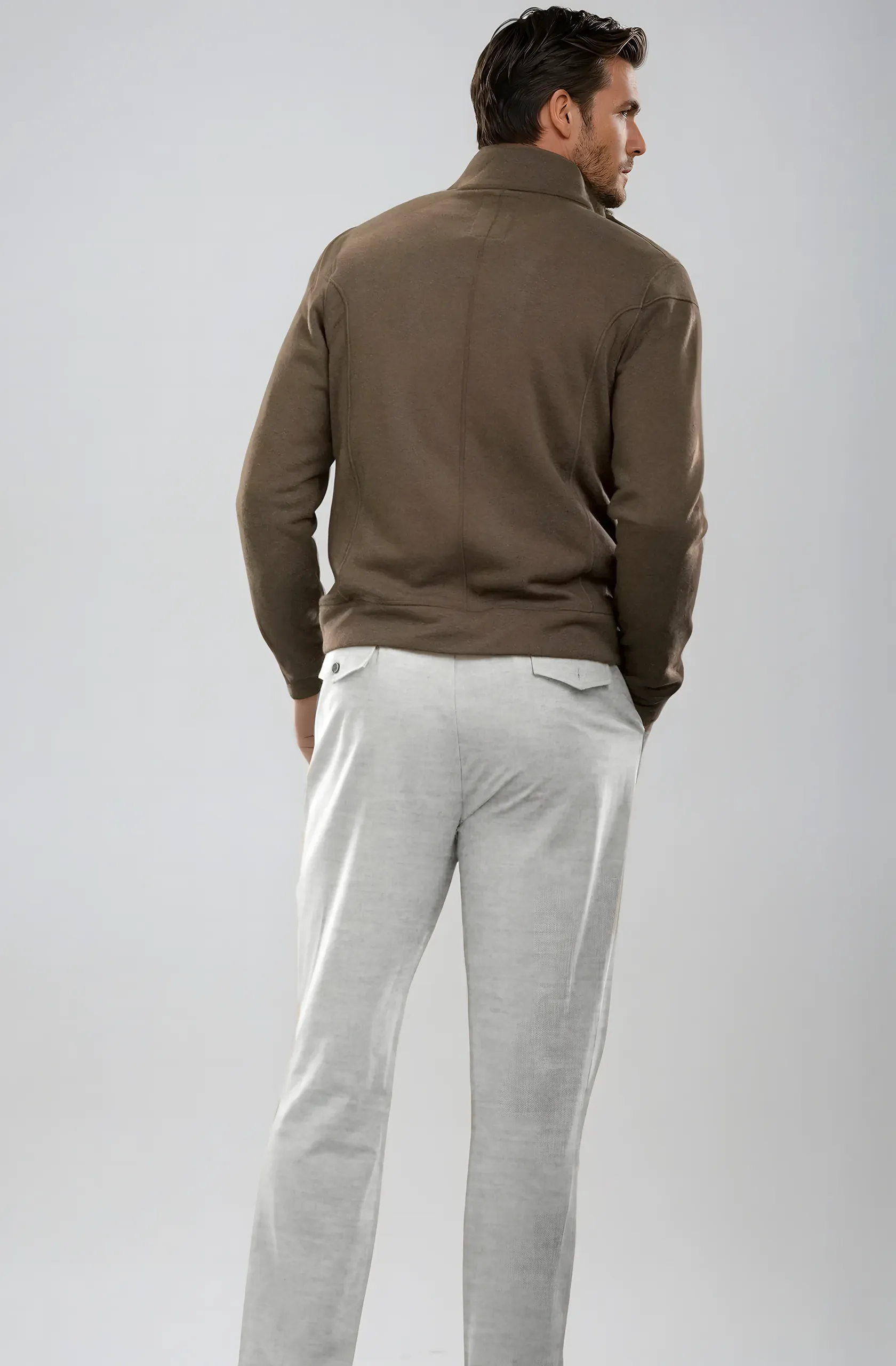 Pleated Wool Trouser Pants - Heather Grey