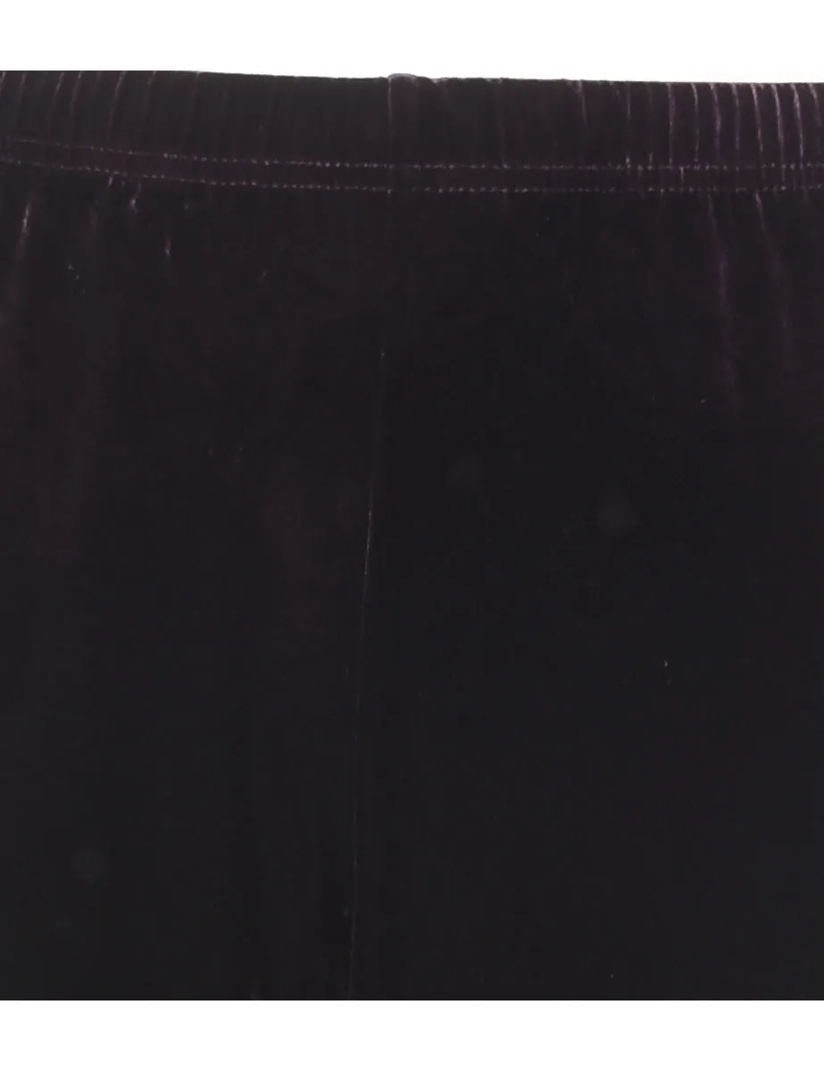 Plum Elasticated Waist Velvet Trousers - W26 L29