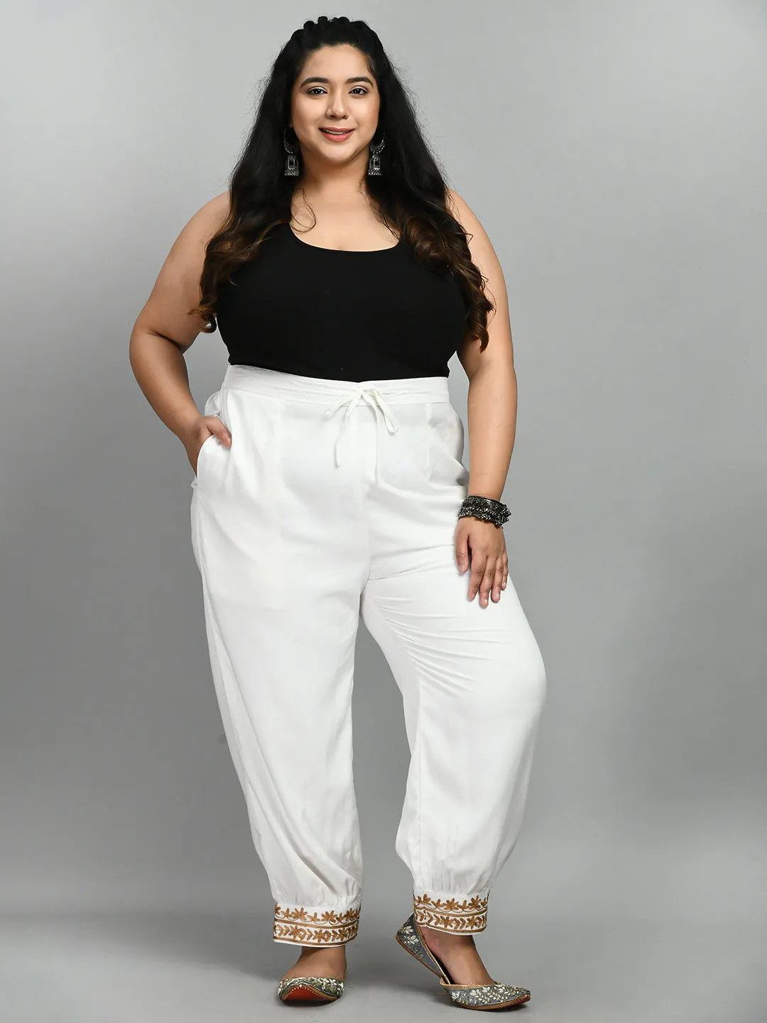 Plus Size Plus Size Aari White Trousers