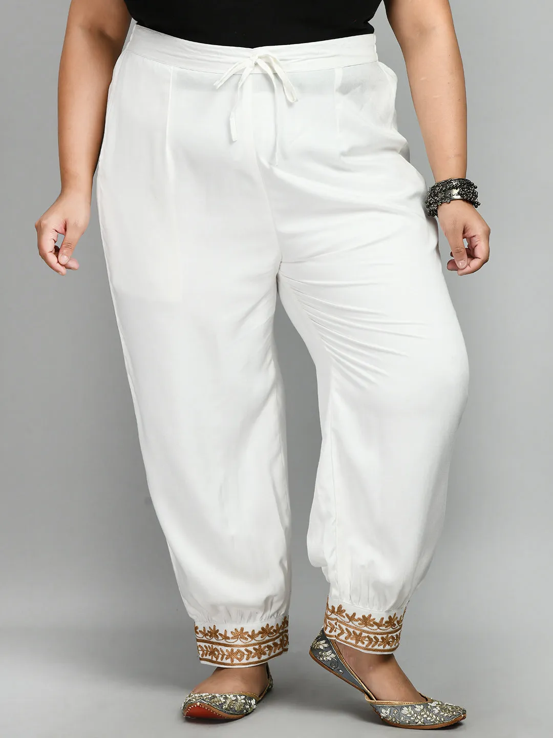 Plus Size Plus Size Aari White Trousers