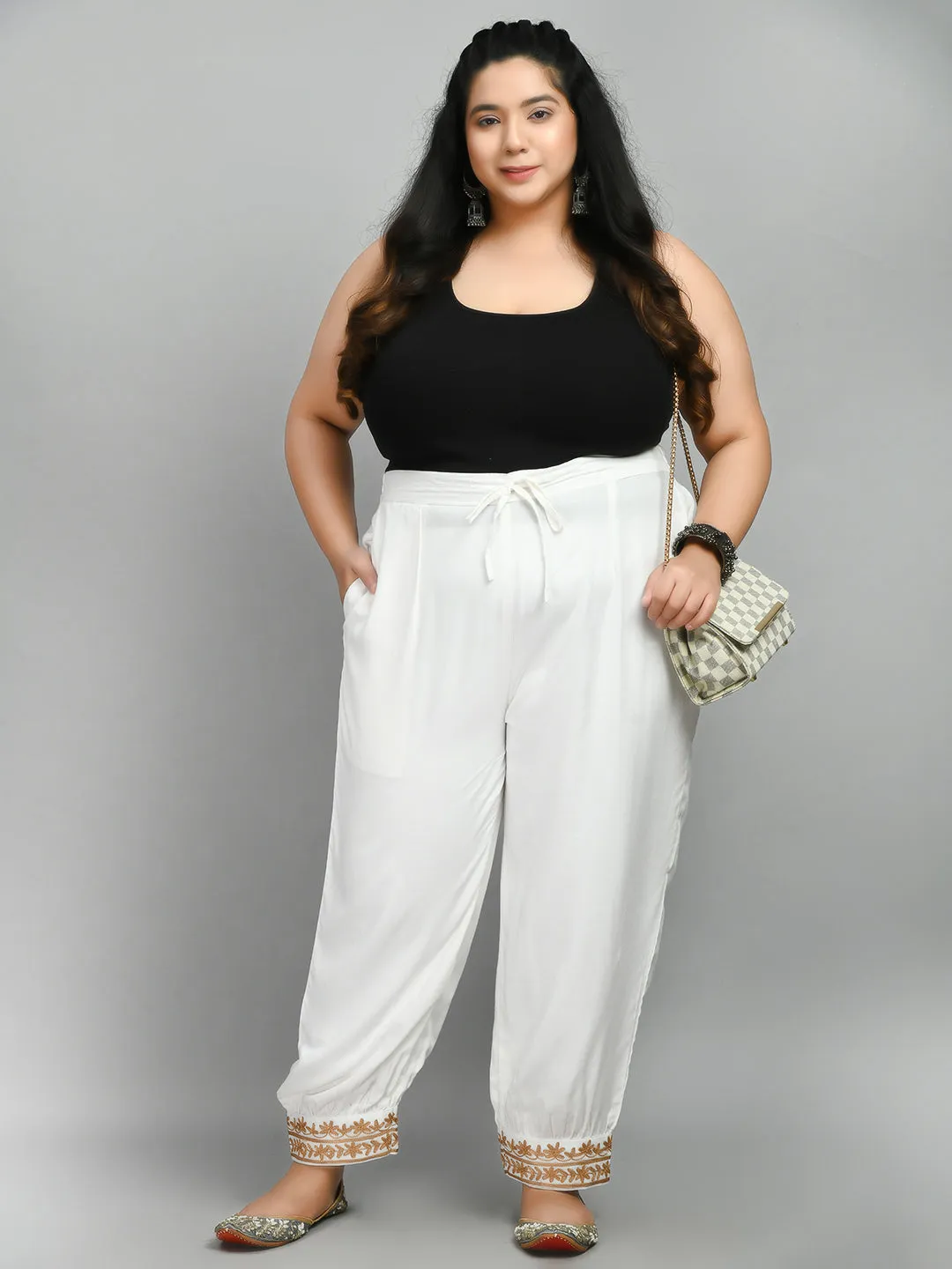 Plus Size Plus Size Aari White Trousers