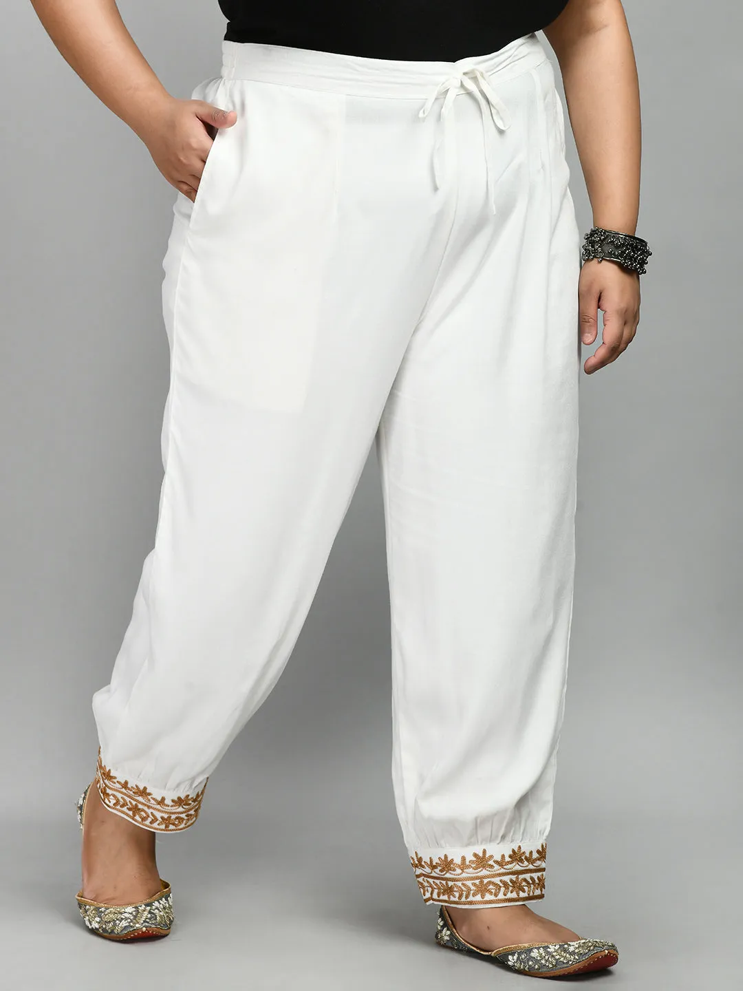 Plus Size Plus Size Aari White Trousers