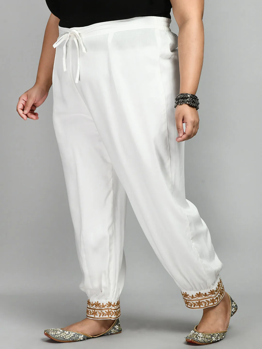 Plus Size Plus Size Aari White Trousers