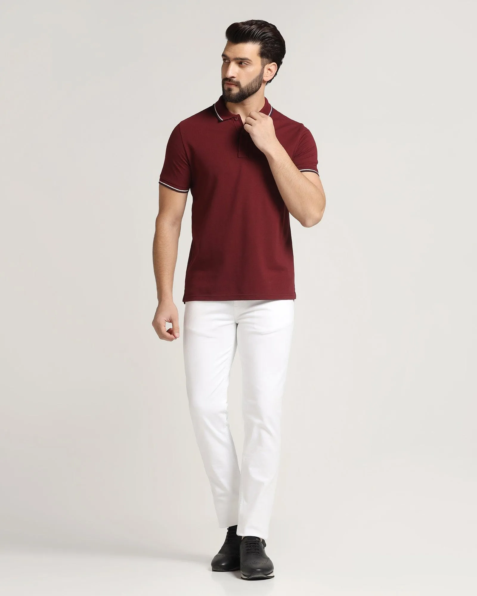 Polo Maroon Solid T-Shirt - Ollie