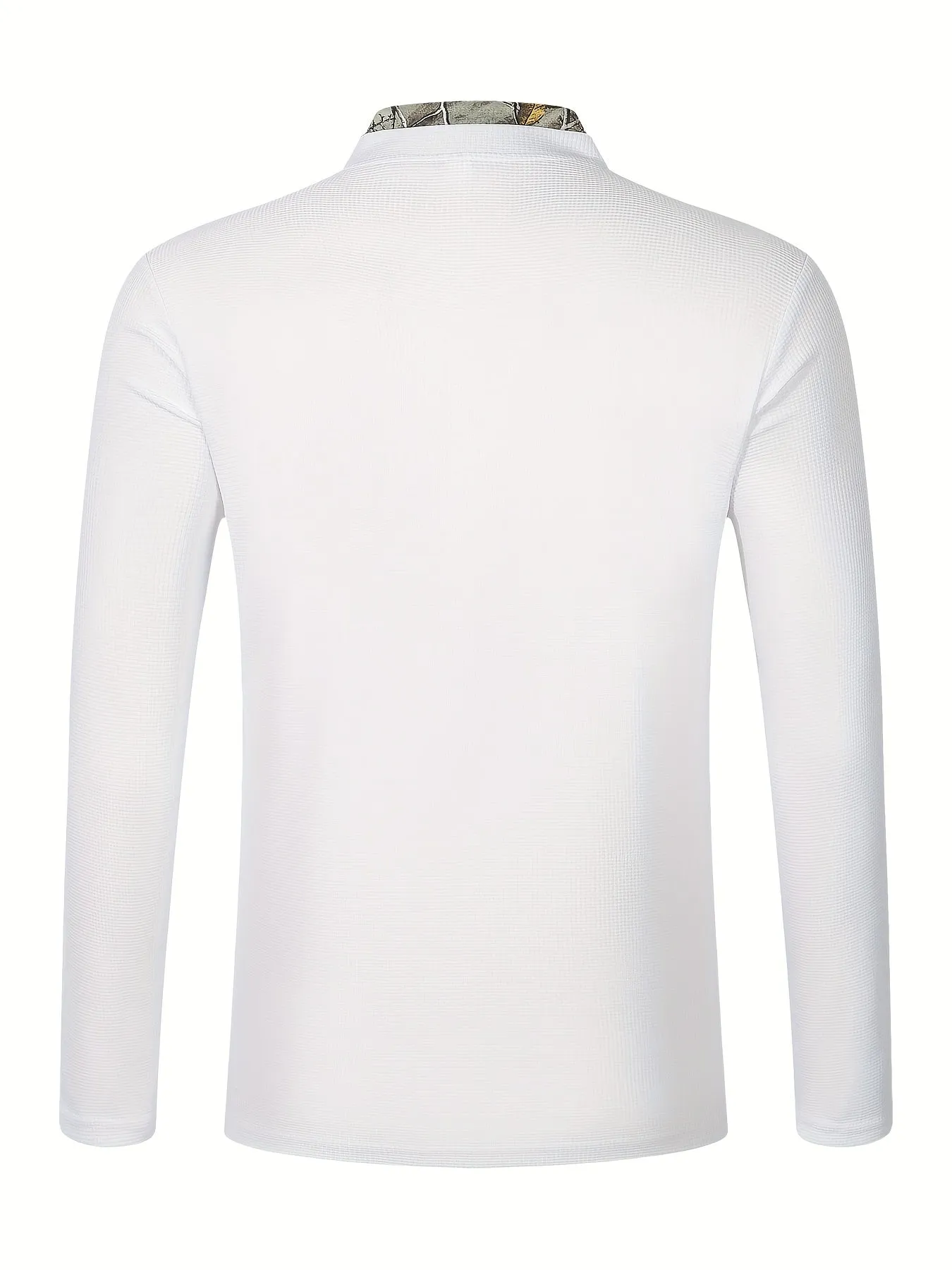 Polonik - Heren Henley Shirt met Lange Mouwen, Geruit Patroon en Knoopsluiting