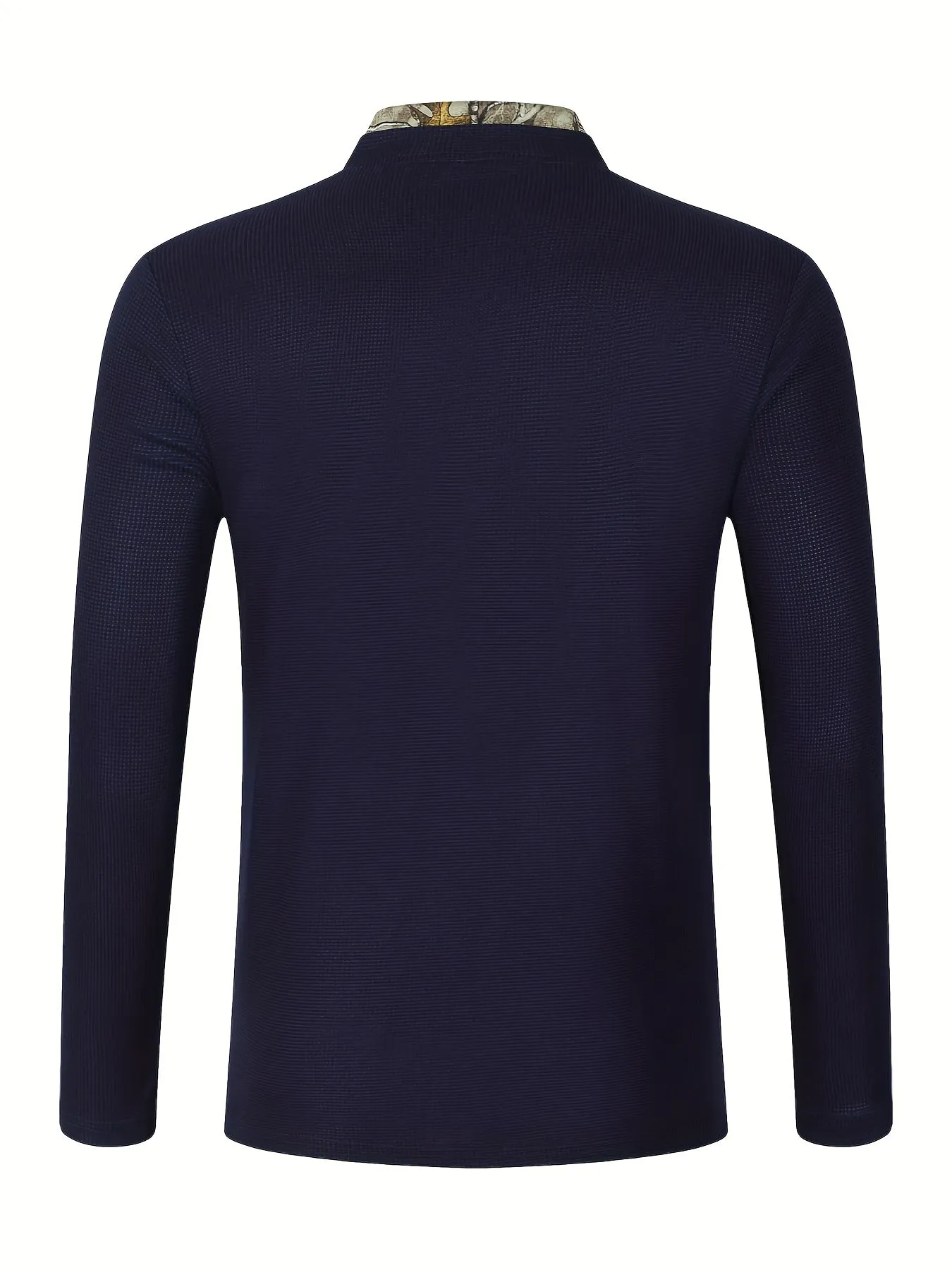 Polonik - Heren Henley Shirt met Lange Mouwen, Geruit Patroon en Knoopsluiting