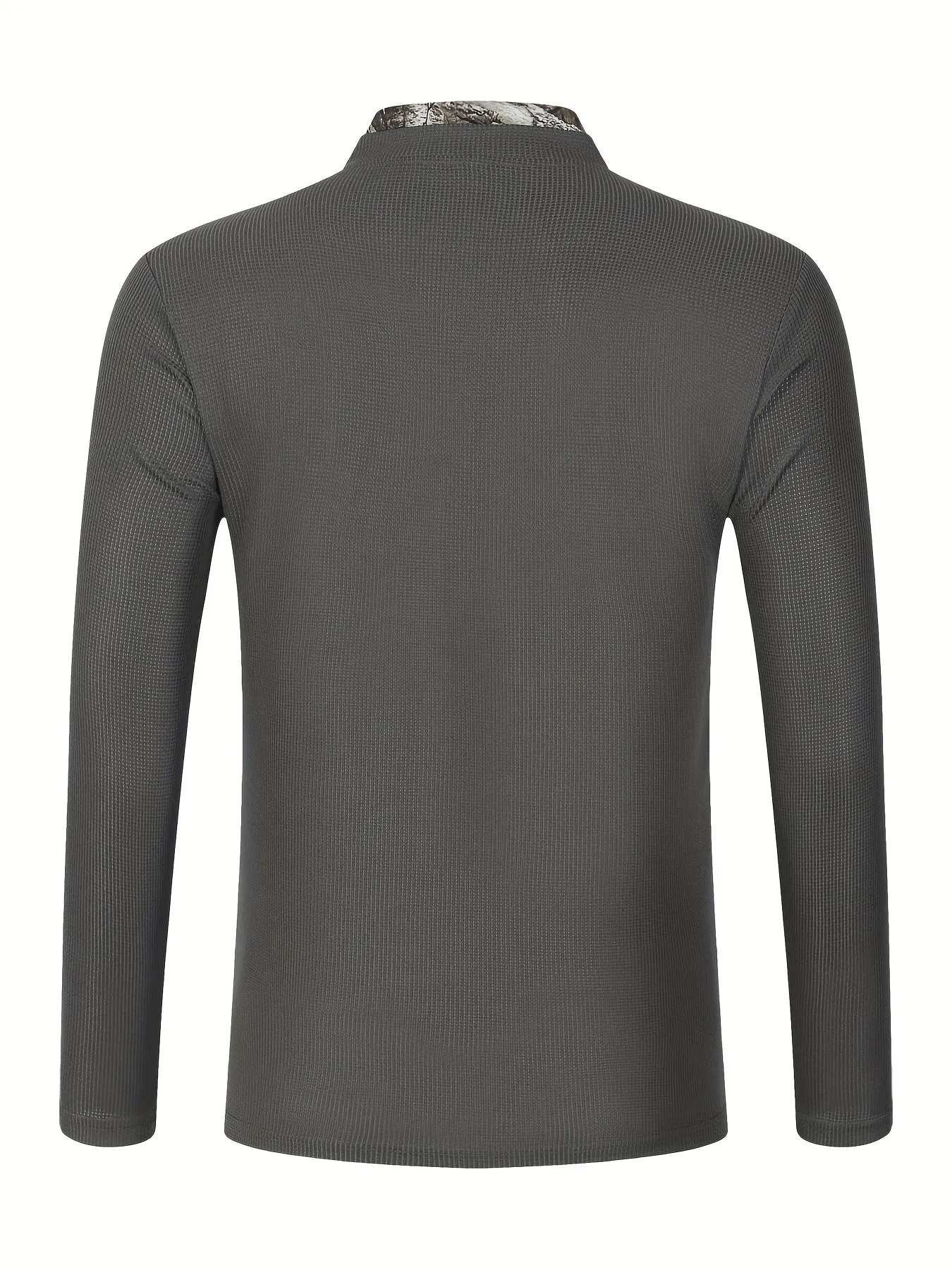 Polonik - Heren Henley Shirt met Lange Mouwen, Geruit Patroon en Knoopsluiting