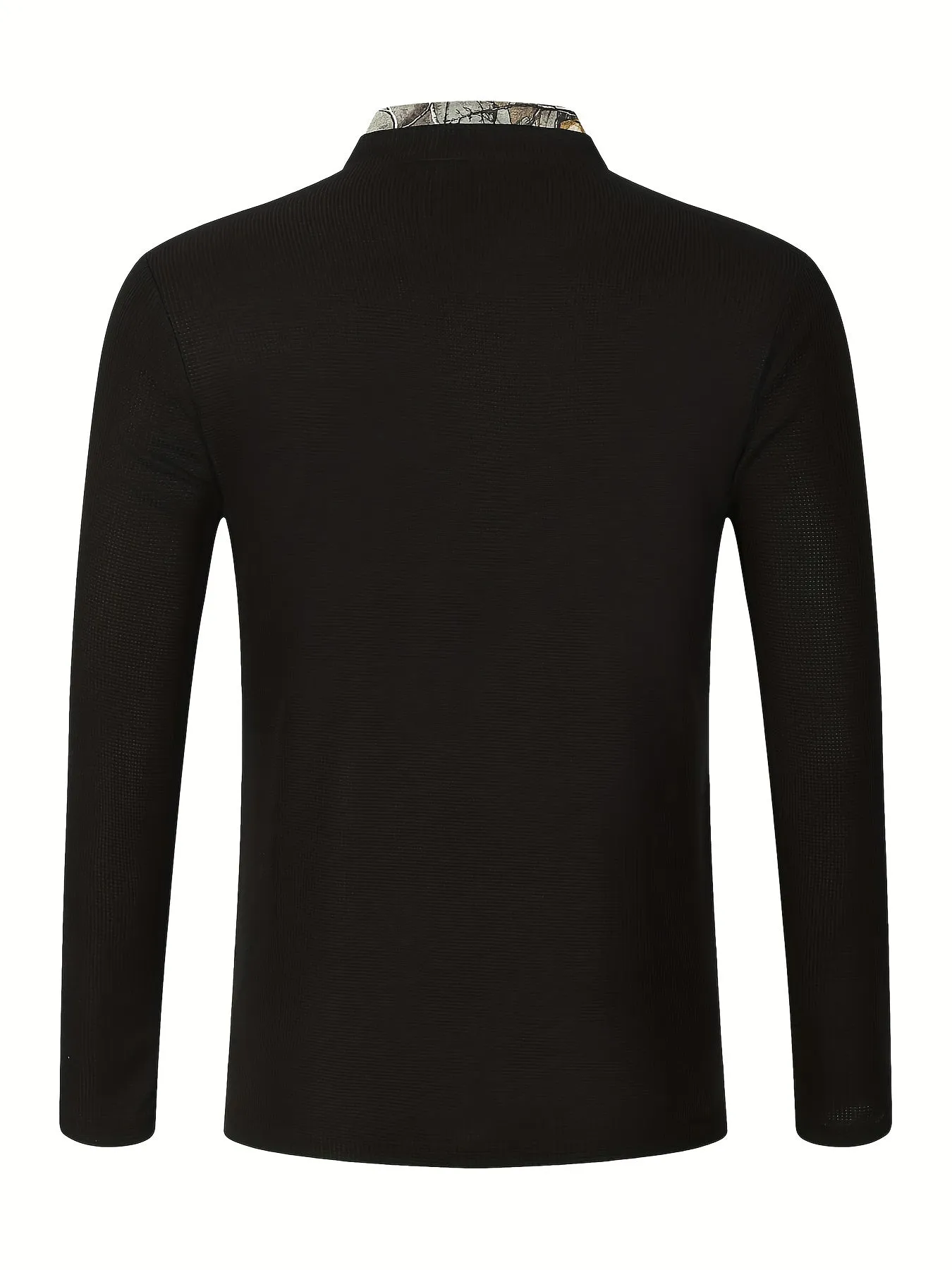 Polonik - Heren Henley Shirt met Lange Mouwen, Geruit Patroon en Knoopsluiting