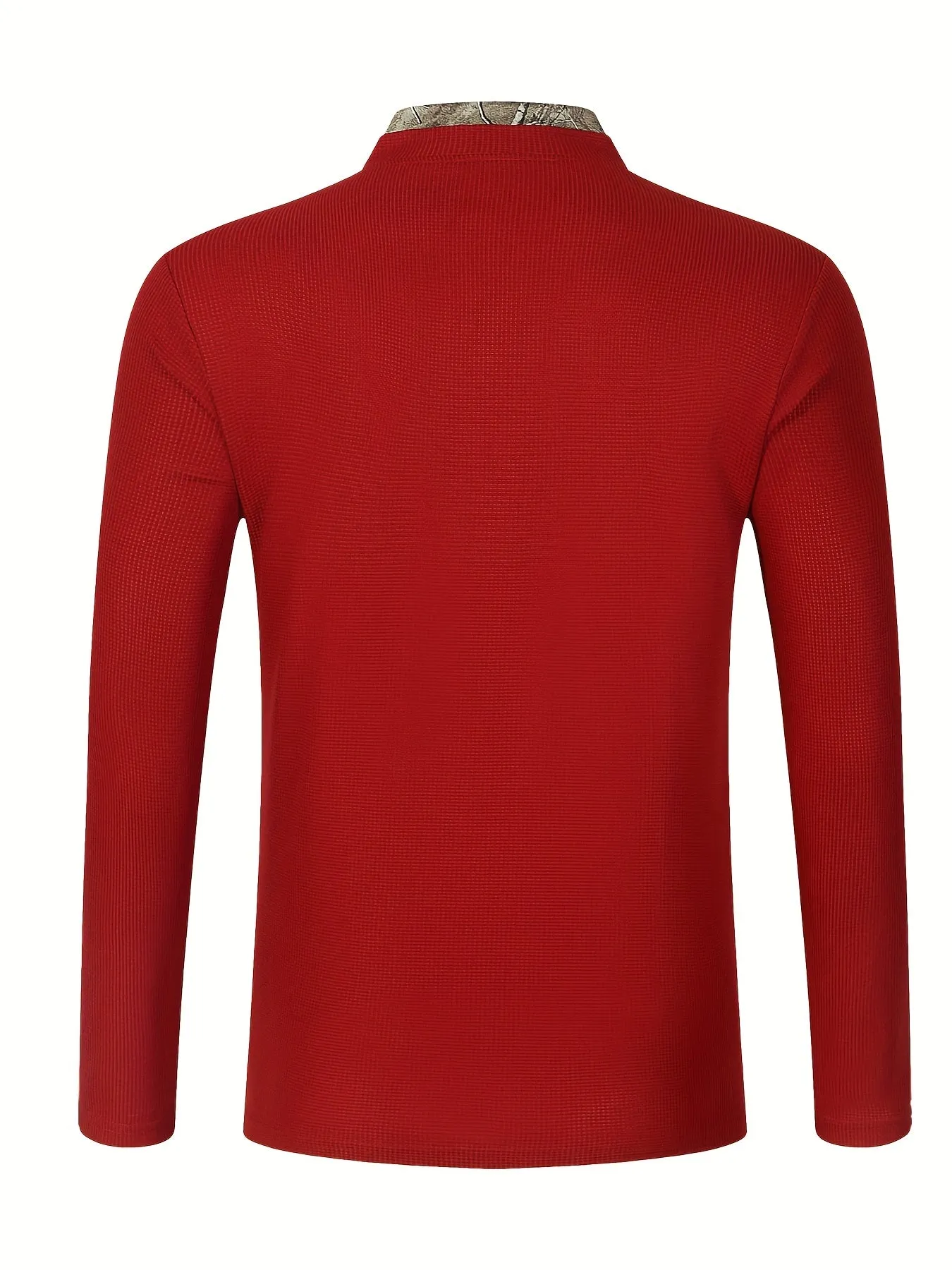 Polonik - Heren Henley Shirt met Lange Mouwen, Geruit Patroon en Knoopsluiting