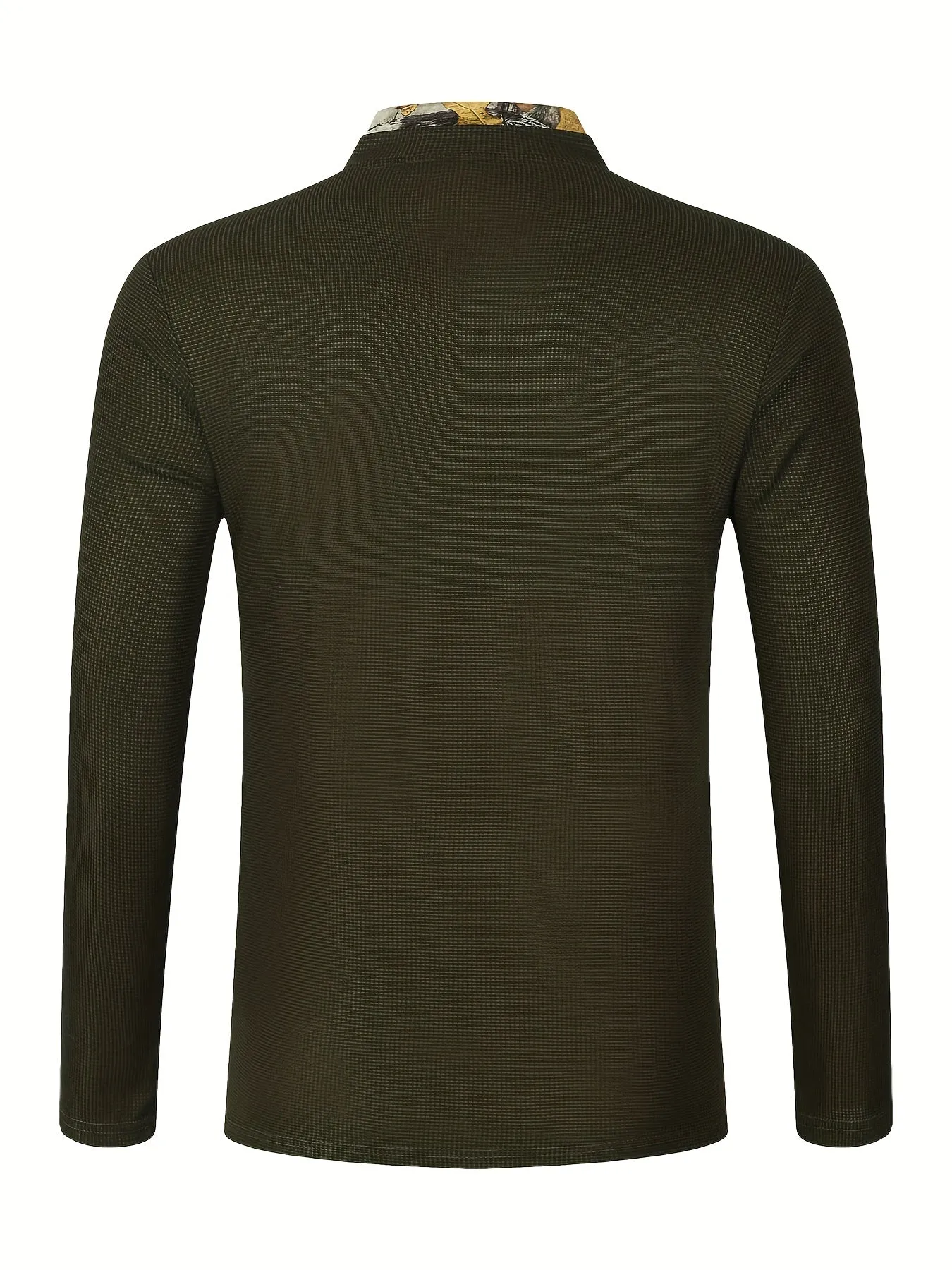 Polonik - Heren Henley Shirt met Lange Mouwen, Geruit Patroon en Knoopsluiting